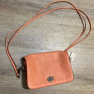 Vented leather coral COACH crossbody